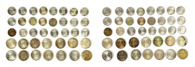 Niederländisch Indien, Konvolut von 1/10 und 1/4 Gulden. Enthalten sind: 1/10 Gulden 1855, 1938, 1942 (17x), 1945 (5x) und 1/4 Gulden 1917, 1941 (2x),...