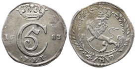 Norwegen, Christian V. 1670–1699, Krone (4 Mark) 1683. 21,82 g. Ahlström 88; Dav. 3663. Sehr selten, besonders in dieser Erhaltung. Scharf ausgeprägt,...