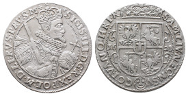 Polen, Sigismund III. 1587-1632, Ort 1622, Bromberg. 6,75 g. Kop. 1278. Kl. Kratzer, vorzüglich