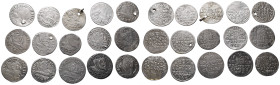 Polen, Sigismund III. 1587-1632, Kl. Konvolut von 3 Gröscher Stücken aus der Zeit von 1588-1624. 15 Stück. Mit Fehlern, meist sehr schön