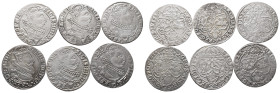 Polen, Sigismund III. 1587-1632, Kl. Konvolut von 6 Gröscher Stücken. Enthalten sind 1624, 1625, 1626 (3x) und 1627. 6 Stück. Mit Fehlern, meist sehr ...