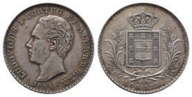 Portugal, Ludwig I. 1861-1889, 500 Reis 1864. 12,49 g. K/M 509. Von großer Seltenheit. Attraktives Exemplar. Vorzüglich