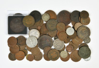 Russland, Konvolut von Münzen des 19. bis 20. Jahrhunderts. Darunter auch einige Stücke in Silber, wie zum Beispiel 50 Kopeken 1897 und 1924 (2x). Ins...
