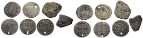 Spanien, kl. Konvolut, vom 2 Reales bis zum Cob 4 Reales Stück. Gesamt 7 Stück. Alle mit Fehlern. Sehr schön