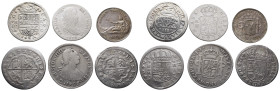Spanien, kl. Konvolut Silbermünzen verschiedener Regenten und Epochen. 6 Stück. Zum Teil mit Fehlern, meist sehr schön