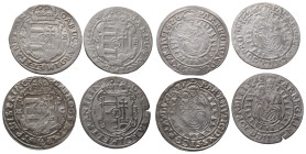 Ungarn Siebenbürgen, Gabriel Bethlen 1613-1629, Breiter Groschen 1626 NB, Nagybanya (3x). Dazu: Breiter Groschen 1627 MC, Kaschau. Gesamt 4 Stück. Kl....