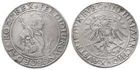 Römisch Deutsches Reich / Haus Habsburg, Ferdinand I. 1522-1558-1564, Taler o. J., Hall. 28,78 g. Dav. 8026. Kl. Schrötlingsfehler am Rand, gereinigt,...