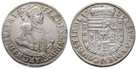 Römisch Deutsches Reich / Haus Habsburg, Ferdinand 1564-1595, Reichstaler o. J., Hall. 28,57 g. Dav. 8097. Prachtexemplar. Winz. Schrötlingsfehler, vo...