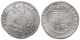 Römisch Deutsches Reich / Haus Habsburg, Ferdinand 1564-1595, Guldentaler (60 Kreuzer) 1569, Hall. 24,31 g. Dav. 52. Fast sehr schön