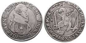 Römisch Deutsches Reich / Haus Habsburg, Rudolf II. 1576-1612, Reichstaler 1579 KB, Kremnitz. 28,00 g. Dav. 8066. Kl. Henkelspur, Kratzer, sehr schön...
