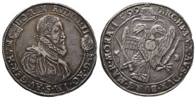 Römisch Deutsches Reich / Haus Habsburg, Rudolf II. 1576-1612, Reichstaler 1599 KB, Kremnitz. 28,30 g. Dav. 8066. Attraktives Exemplar mit hübscher Pa...