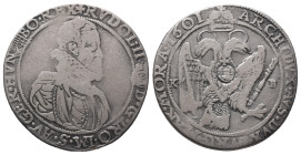 Römisch Deutsches Reich / Haus Habsburg, Rudolf II. 1576-1612, Reichstaler 1601 KB, Kremnitz. 25,79 g. Dav. 3013. Bearbeitet, fast sehr schön