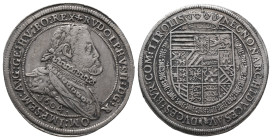 Römisch Deutsches Reich / Haus Habsburg, Rudolf II. 1576-1612, Reichstaler 1604, Hall. 28,05 g. Dav. 3005. Felder bearbeitet, sehr schön +
