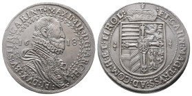Römisch Deutsches Reich / Haus Habsburg, Maximilian 1612-1618, Reichstaler 1618, Hall. 28,21 g. Dav. 3324 C. Kl. Kratzer, sehr schön-vorzüglich