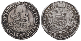 Römisch Deutsches Reich / Haus Habsburg, Ferdinand II. 1592-1618-1637, 1/2 Reichstaler 1623, Wien. 13,88 g. Her. 686. Henkelspur, Felder geglättet, kl...