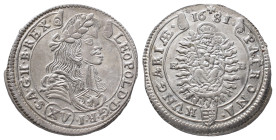 Römisch Deutsches Reich / Haus Habsburg, Leopold I. 1657-1705, 15 Kreuzer 1681 KB, Kremnitz. 6,62 g. Herinek 1048. Prachtexemplar. Zainende, Stempelgl...