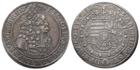 Römisch Deutsches Reich / Haus Habsburg, Leopold I. 1657-1705, Reichstaler 1695, Hall. 28,60 g. Dav. 3245. Hübsche Patina, fast vorzüglich