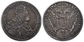 Römisch Deutsches Reich / Haus Habsburg, Karl VI. 1711-1740, Reichstaler 1721, Hall. 28,38 g. Dav. 1053. Hübsche Patina, vorzüglich