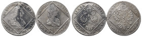 Römisch Deutsches Reich / Haus Habsburg, Maria Theresia 1740-1780, 30 Kreuzer 1765 und 1769. 2 Stück. Gestopftes Loch, bearbeitet, sehr schön