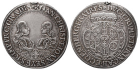 Römisch Deutsches Reich / Haus Habsburg, Fürstentum Eggenberg, Johann Christoph 1649-1710 und Johann Seyfried 1649-1713, Reichstaler 1658, Krummau. 29...