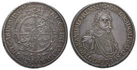 Augsburg, unter Schweden, Gustav II. Adolf 1611-1632, Reichstaler 1632. 29,26 g. Dav. 4543, Ahlström 8, Forster 240. Attraktives Exemplar mit hübscher...
