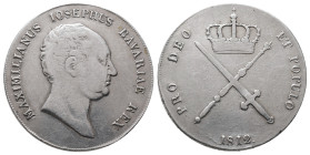 Bayern, Maximilian I. Joseph 1806-1825, Kronentaler 1812, München. 29,34 g. Dav. 552; AKS 44. Winz. Randfehler, kl. Kratzer, sehr schön
