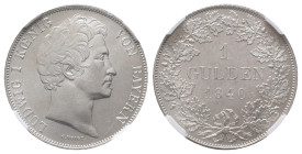 Bayern, Ludwig I. 1825-1848, Gulden 1840. AKS 78. Vorzüglich-Stempelglanz. Im NGC Plastikholder mit der Bewertung MS 63. (5780012-011)