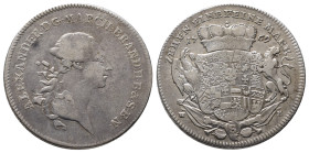 Brandenburg Ansbach, Christian Friedrich Karl Alexander 1757-1791, Konv.-Taler 1769, Schwabach. 27,79 g. Dav. 2001. Sehr schön