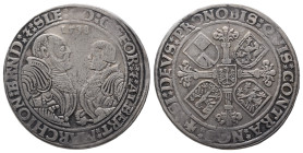 Brandenburg Franken, Georg und Albrecht 1527-1543, Taler 1538, Schwabach. 28,71 g. Dav. 8967. Sehr schön