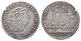 Brandenburg Preußen, Friedrich Wilhelm 1640-1688, Silberabschlag von den Stempeln des Doppeldukaten 1677 CS, Berlin, auf die Eroberung von Stettin dur...