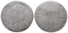 Brandenburg Preussen, Friedrich III. 1688-1701, 2/3 Taler 1691 WH, Emmerich. 15,45 g. Dav. 281. Kl. Kratzer, fast sehr schön