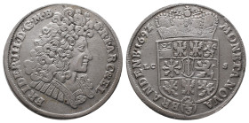 Brandenburg Preussen, Friedrich III. 1688-1701, 2/3 Taler 1692 LCS, Berlin. 17,10 g. Dav. 270. Sehr schön