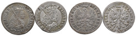 Brandenburg Preussen, Friedrich III. 1688-1701, 18 Gröscher 1698, Königsberg. 2 Stück. v. Schr. 735. Winz. Schrötlingsfehler, vorzüglich + und sehr sc...