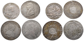 Brandenburg Preussen, 1/3 Taler 1774, 1791 und 1801. Dazu: 1/4 Taler 1750. 4 Stück. Zum Teil mit kl. Fehlern, sehr schön-vorzüglich