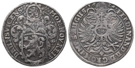 Braunschweig, Stadt, Reichstaler (24 Groschen) 1624, mit Titel Ferdinands II. 27,92 g. Dav. 5127; Jesse 132. Etwas korrodiert, überarbeitet, sehr schö...