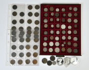 Konvolut von Münzen, darunter Altdeutschland, Deutsche Münzen ab 1871 und europäischen Münzen. Dabei auch: USA, Dollar 1986, 1987 und 1888. Insgesamt ...