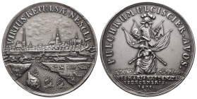 Wismar, Stadt, unter Schweden, Karl XI. 1660-1697, Medaille 1675 (Galvano, spätere Anfertigung des 20. Jahrhunderts) auf die Eroberung der Stadt durch...