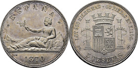Gobierno Provisional. Madrid. 5 pesetas. 1870*18-70. EBC+/casi SC-