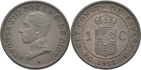 Alfonso XIII. Madrid. 1 céntimo. 1911*1. SC. Intenso tono oscuro