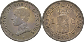 Alfonso XIII. Madrid. 1 céntimo. 1913*3. SC/SC-. Tono