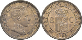 Alfonso XIII. Madrid. 2 céntimos. 1905*05. SC. Suave tono. Atractiva