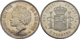 Alfonso XIII. Madrid. 5 pesetas. 1893*18-93. PROOFlike FDC. Espectacular. Bellísimo