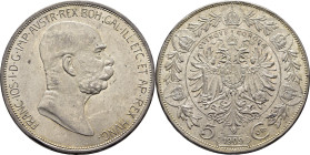 AUSTRIA. Francisco José. Viena. 5 coronas. 1909. SC. Buen ejemplar