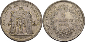 FRANCIA. II República. Tres figuras. París. 5 francos. 1848 A. SC. Suave tono. Muy buen ejemplar. Estupenda