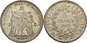 FRANCIA. III República. Tres figuras. París. 5 francos. 1873-A. FDC. Espléndida. Bello brillo