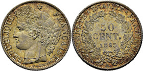 FRANCIA. III República. Ceres. París. 50 céntimos. 1895 A. SC+. Suave tono. Llamativa