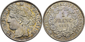 FRANCIA. III República. Ceres. París. 1 franco. 1895 A. SC+/FDC. Tono moteado. Espectacular. Bellísima