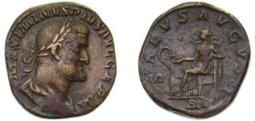 Rome Roman Empire AD 236 - 238 AE Sestertius - Maximinus Thrax (SALVS AVGVSTI S C; Salus) Bronze Rome Mint 22.93g XF RIC IV.2 85 OCRE ric.4.max_i.85