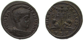 Rome Roman Empire AD 320 AE Follis - Constantinus I (VIRTVS EXERCIT) Bronze Thessalonica, Macedonia Mint 2.62g AU RIC VII 75