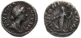 Rome Roman Empire AD 161 - 175 AR Denarius - Faustina the Younger (IVNONI REGINAE; Juno) Silver Rome Mint 2.86g VF RIC III 696 OCRE ric.3.m_aur.696
